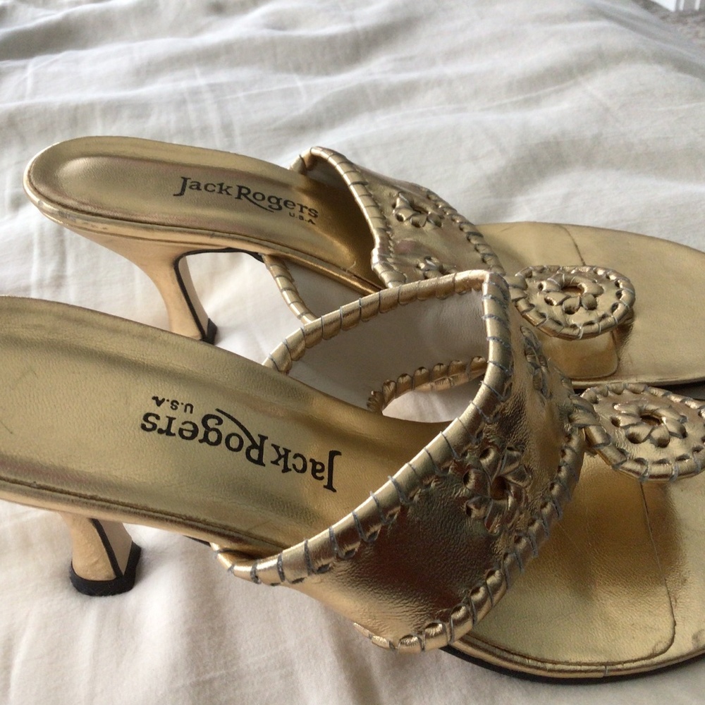 Jack Rogers kitten heels size 8 gold